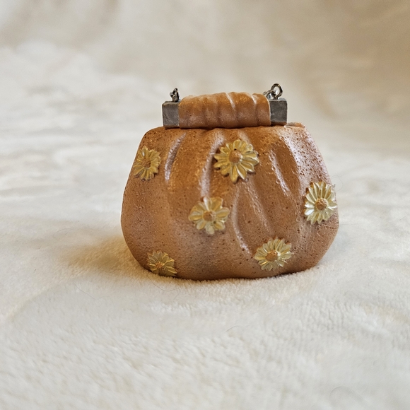 Miniature Vintage Style Floral Handbag Figurine - Picture 2 of 3